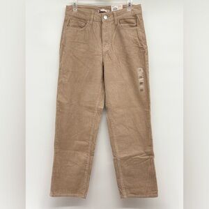 NWT "So" High Rise Straight Leg Corduroy Pants‎ Beige 100% Cotton